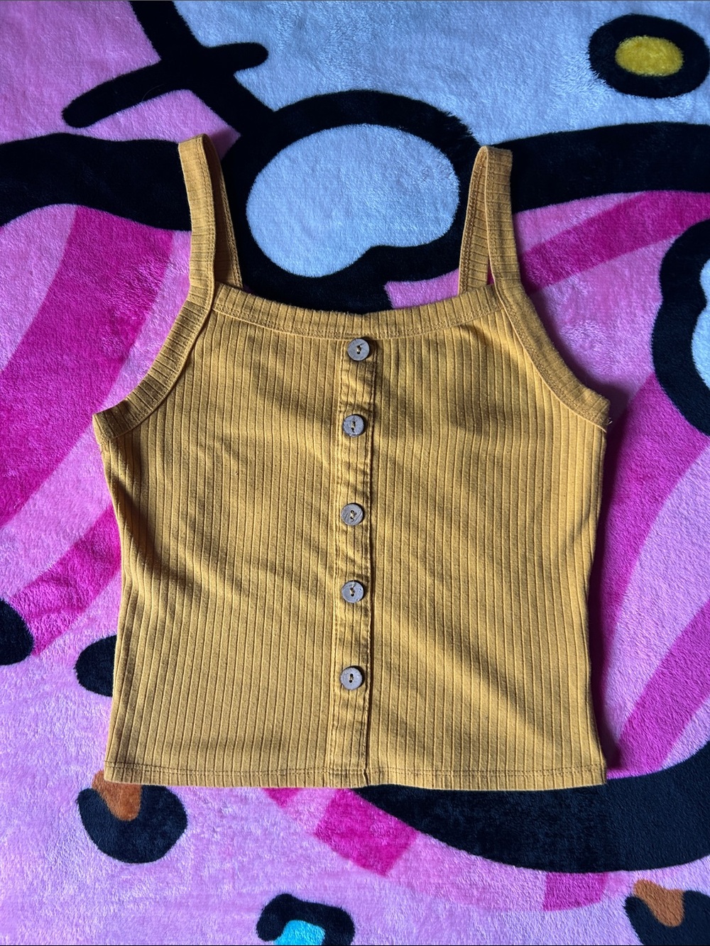 Yellow Ribbed Tank Top